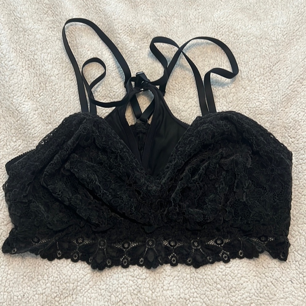 Aerie snow day lace padded triangle bralette